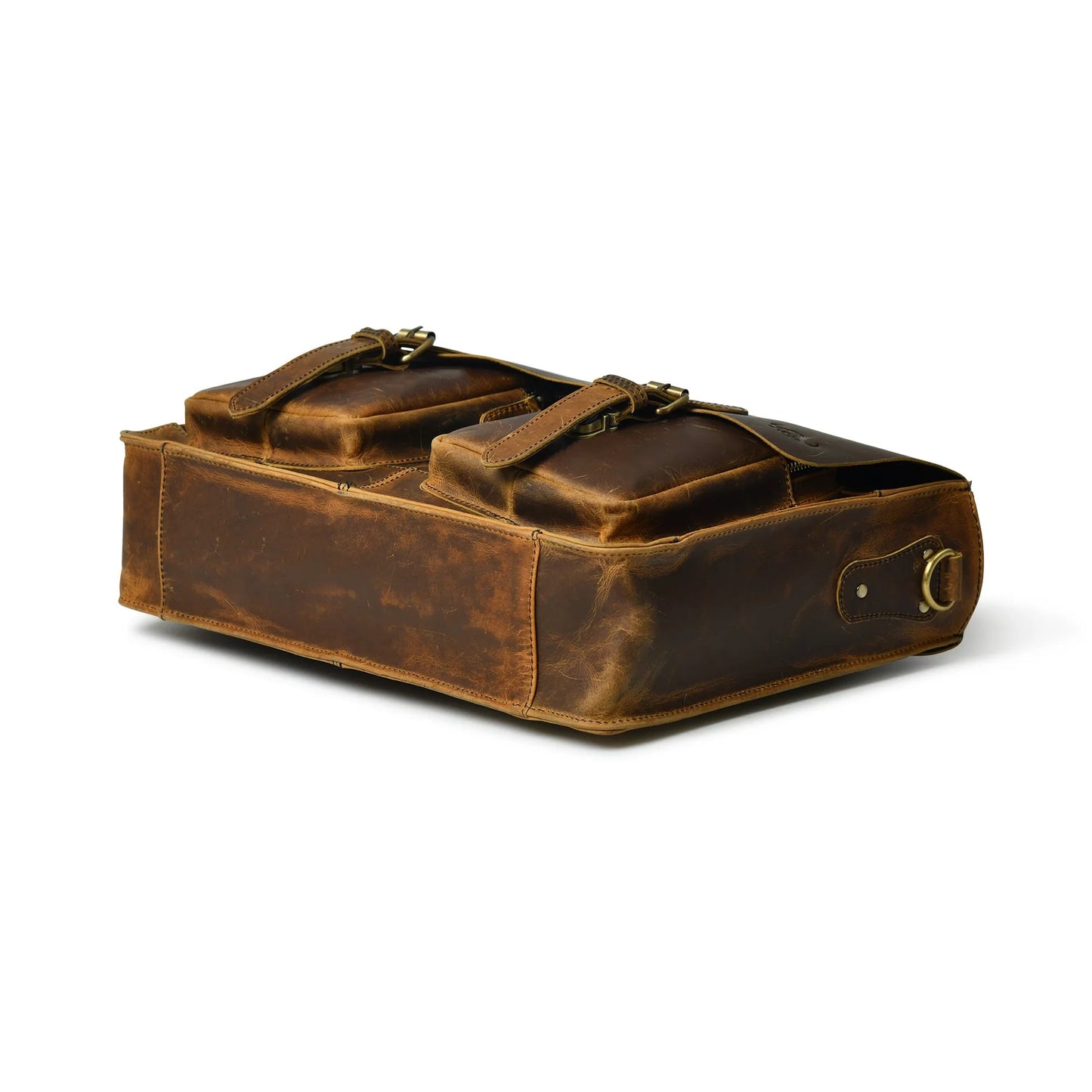 Buffalo Leather Retro Briefcase - Pecan Savory