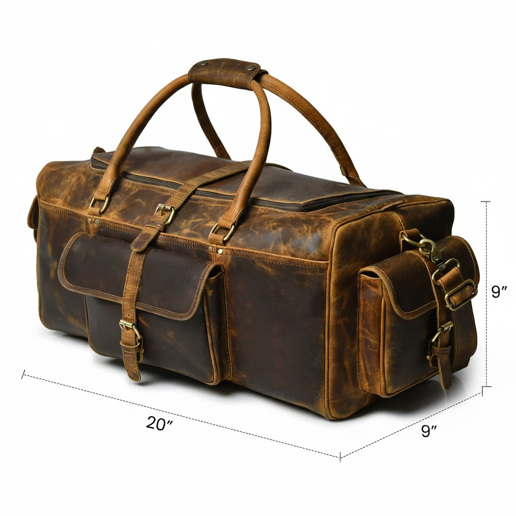 Retro Buffalo Leather Duffle Bag - Recondite Sepia