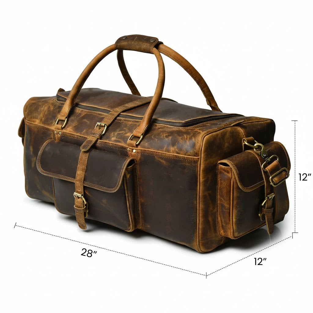 Retro Buffalo Leather Duffle Bag - Recondite Sepia