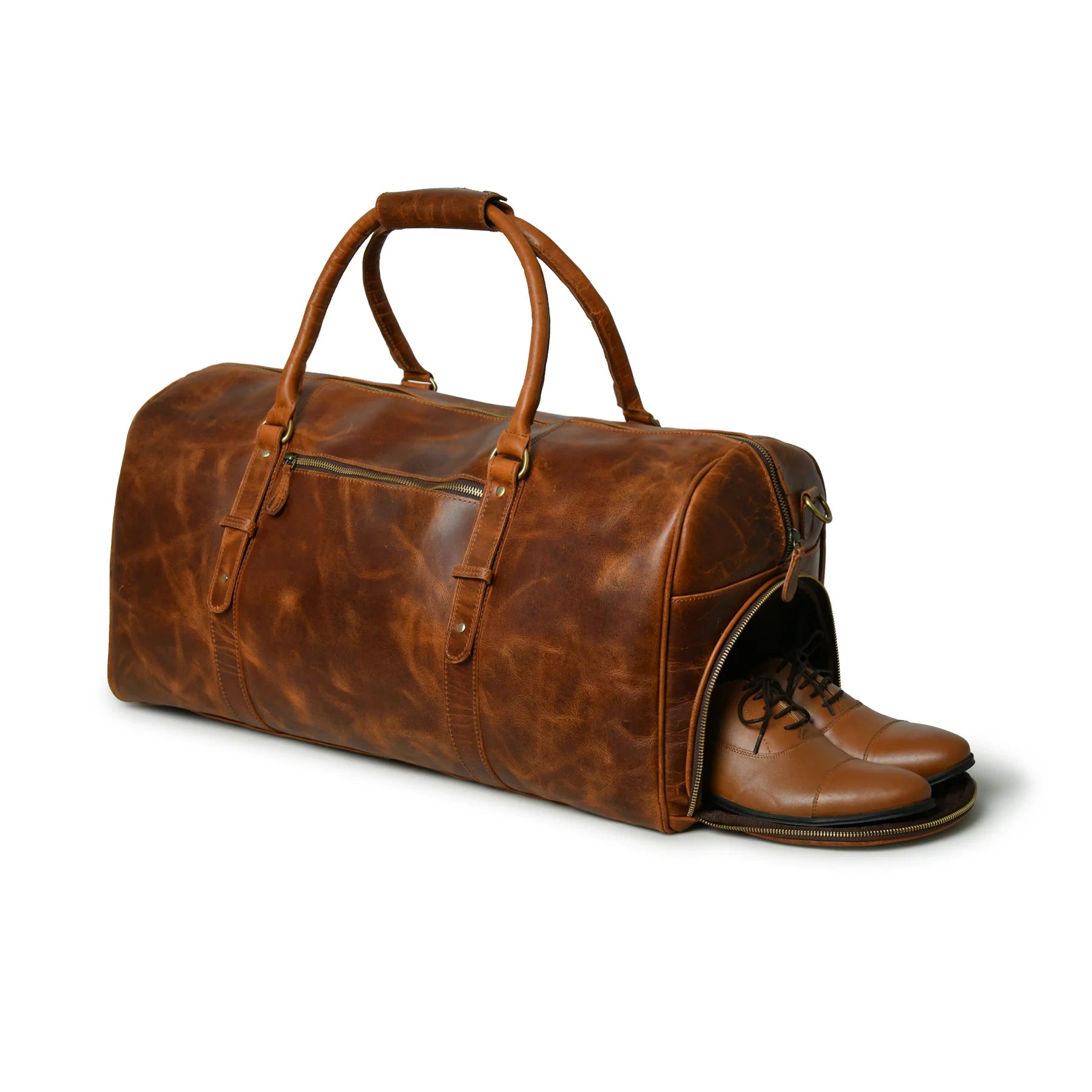 Buffalo Leather Overnight Bag - Saddle Tint