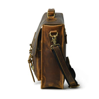 Buffalo Leather Retro Briefcase - Pecan Savory