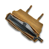 Buffalo Leather Retro Briefcase - Pecan Savory