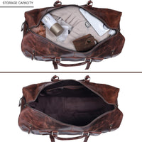 24 Inch Genuine Leather Duffle Bag for Men Travel Overnight Weekender Leather
