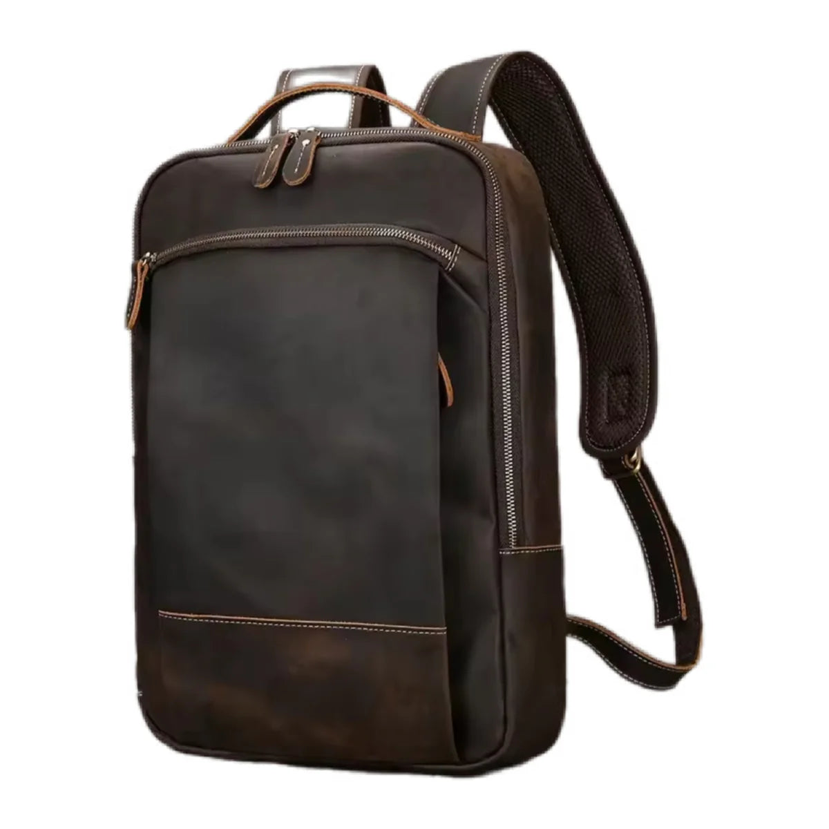 Vintage Crazy Horse Leather Backpack Chocolate