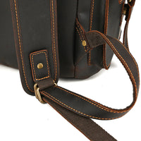 15" Retro Buffalo Leather Laptop Travel Backpack Chocolate