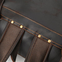 15" Retro Buffalo Leather Laptop Travel Backpack Chocolate