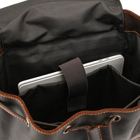 15" Retro Buffalo Leather Laptop Travel Backpack Chocolate