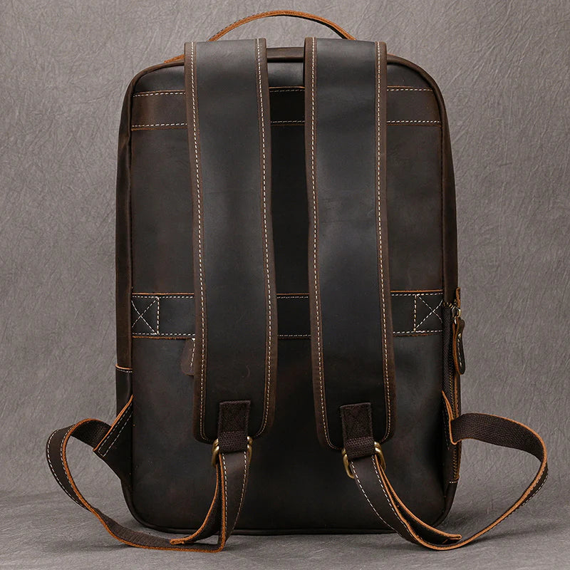 Vintage Crazy Horse Leather Backpack Chocolate