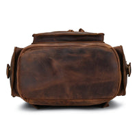 15" Retro Buffalo Leather Laptop Travel Backpack Chocolate