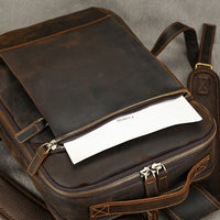 Vintage Crazy Horse Leather Backpack Chocolate