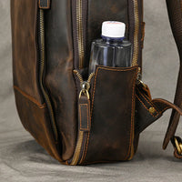 Vintage Crazy Horse Leather Backpack Chocolate