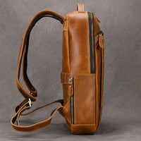 Vintage Crazy Horse Leather Backpack Camel