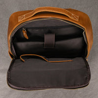 Vintage Crazy Horse Leather Backpack Camel