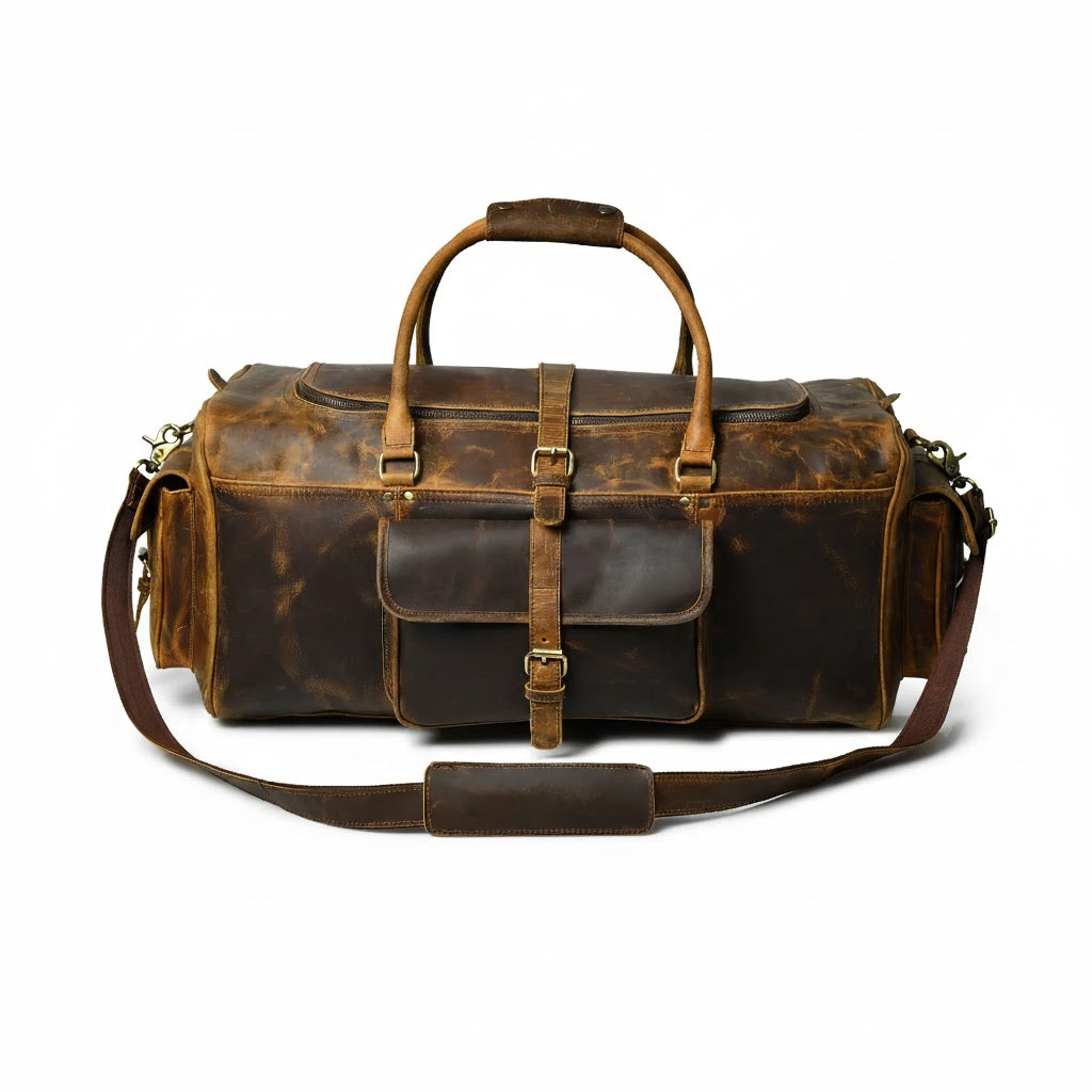 Retro Buffalo Leather Duffle Bag - Recondite Sepia