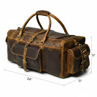 Retro Buffalo Leather Duffle Bag - Recondite Sepia