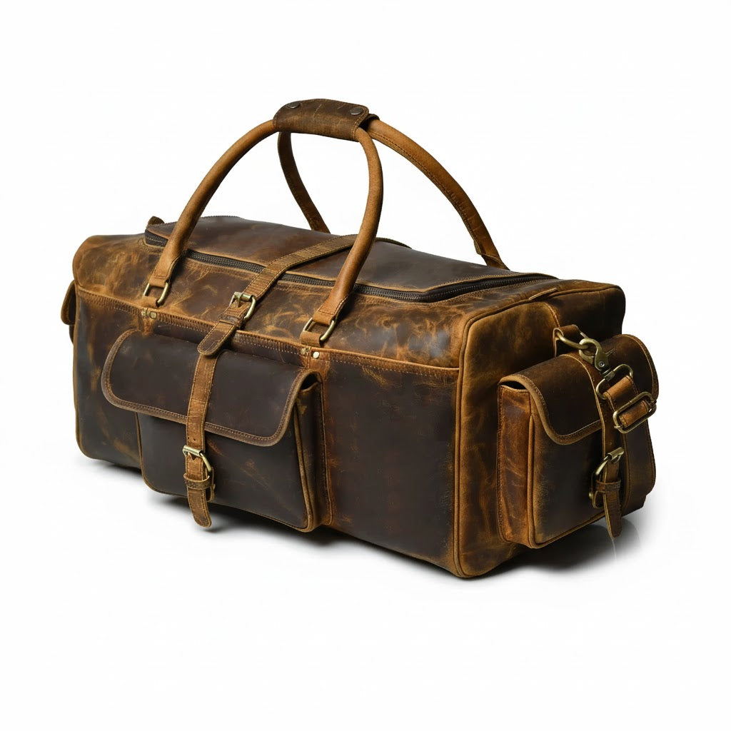 Retro Buffalo Leather Duffle Bag - Recondite Sepia